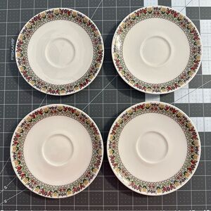 Royal Doulton Fireglow China Set of 4 Saucer Bread Plates 6.25 Inch Vintage